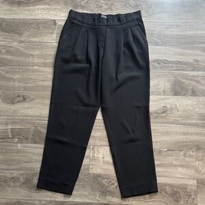 Babaton Black Cropped Pleated Tapered Pants
